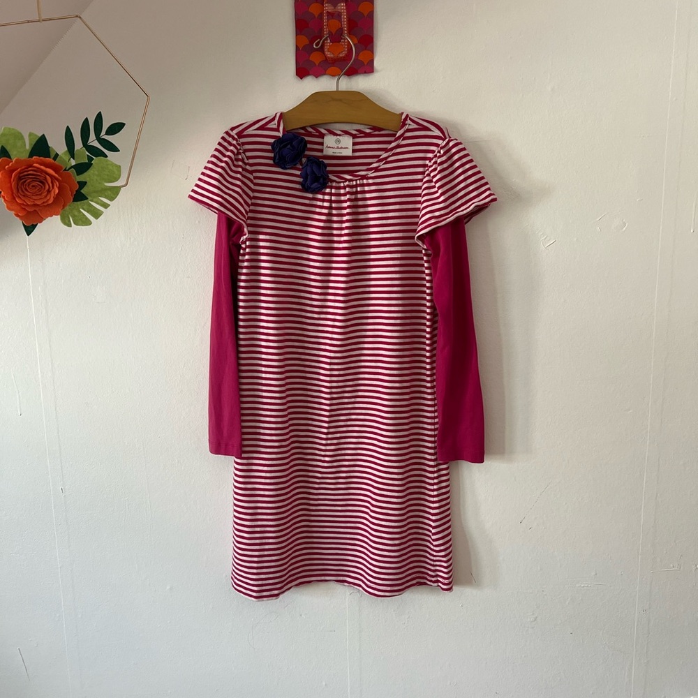 Hanna Andersson Pink Striped Kids Casual Dress Size 10